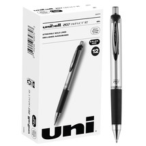 Uniball Signo 207 Impact RT Retractable Gel Pen, 12 Black Pens, 1.0mm Bo... - £29.50 GBP