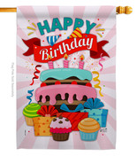 Happy Birthday Cake House Flag 28 X40 Double-Sided Banner - £29.20 GBP