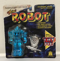 Vtg 1993 Toy State No 8000 Mini Robot Motorized Robotic Voice Blue Color Auction - £50.54 GBP