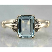 2 Ct Emerald Aquamarine Vintage Solitaire Engagement Ring 14K Yellow Gold Plated - £93.34 GBP