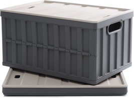 Stackable Storage Box Large Heavy Duty Utility Crates, 64L Collapsible, 2 Packs. - £51.08 GBP