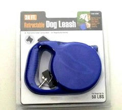 Retractable Spring Loaded Reel 24&#39; Dog Leash 50 lbs Limit Blue - $23.75