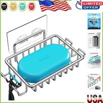 Elegant Adhesive Soap Dish for Bathroom with 4 Hooks - Silver Stainless ... - $262.55 MXN