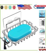 Elegant Adhesive Soap Dish for Bathroom with 4 Hooks - Silver Stainless ... - $262.55 MXN