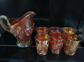 Marigold Imperial Carnival Glass Pitcher And 6 Tumblers Pick 1 - £36.59 GBP+