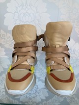 CHLOE Tan/Multicolor Leather &amp; Suede Platform Sneakers Sz 38 $730 - $346.40