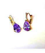 Gorgeous silver and lavender earrings with rhinestones~lever back earrings - $32.22 CAD