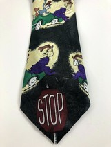 Dr. Seuss Cat In Hat Cartoon Silk Necktie Tie Stop Sign Green Car - £10.96 GBP