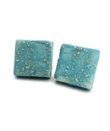 Clay Stud Earrings, Sparkly Turquoise Blue Geometric Ceramic Studs For W... - £27.06 GBP