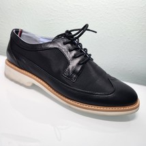 Tommy Hilfiger Dress Shoes Womens Sz7.5 Ivah Black Wingtip Oxford Lace Leather - £29.50 GBP