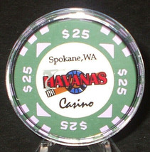 (1) $25. Havanas CASINO Chip -Spokane,Washington- Card Room -1998 - Hard... - $19.95
