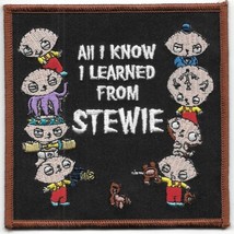 The Family Guy TV All I Know I Learned From Stewie Embroidered Patch UNUSED - £7.75 GBP