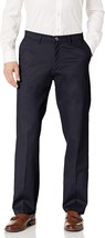 Mens relaxed fit pants 34W x 32L dress casual stretch pleat no iron zip Navy - £24.18 GBP
