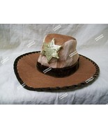 Sheriff Badge Costume Hat Cowboy Western Outlaw Rodeo Deputy Marshall Wo... - $376.03 MXN