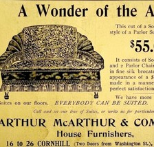 Arthur McArthur Parlor Sofa 1894 Advertisement Victorian Furniture ADBN1i - £13.70 GBP