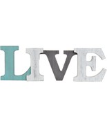 Wooden Live Sign Decor Aqua Hanging Block Letters Sign Free Standing Woo... - £17.12 GBP