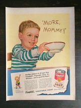Vintage 1950 Campbell&#39;s Vegetable Soup Little Boy Full Page Original Ad ... - $6.64