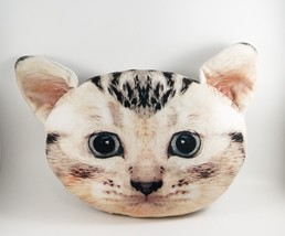 Short Hair Cat Face/Head Pillow Photorealistic Plush Kitty Cat Throw Pillow - £8.75 GBP