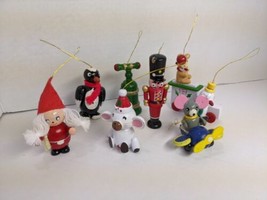 Lot Of (8) Vintage Wooden Christmas Toy Hanging Ornaments - $34.65