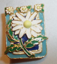Vintage Enamel Daisy flowers pin Brooch Jewelry Stamped SFJ 49216 STEINMETZ - $14.84