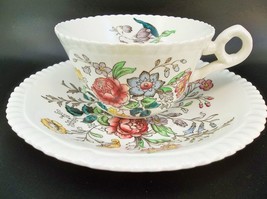 Copeland Spode Romney Gadroon Tea Cup and Saucer Set English Floral Roses - £9.47 GBP