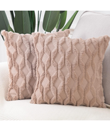Set of 2 Velvet Throw Pillow Covers 26x26 – Light Brown Euro Sham Cases - $635.57 MXN