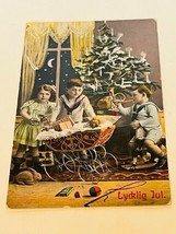 Postcard vtg antique ephemera Post Card Christmas Germany Lycklig Jul Boston MA - £15.53 GBP