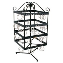 Revolving Rotating 96 Pairs Earring Jewelry Display Stand Black Metal 13 1/8&quot; - £199.08 GBP