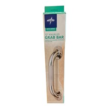 Medline 12" Knurled Grab Bar Bath Safety Stainless Supports up to 250 lbs NEW - £12.40 GBP
