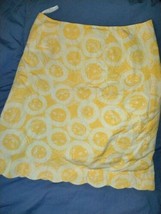 Lilly Pulitzer Vintage  Lion Whiskers Face Yellow&amp; White  Print Skirt Sz 8  - £34.57 GBP
