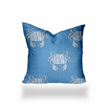 18&quot; X 18&quot; Blue And White Crab Blown Seam Coastal Throw Indoor Outdoor Pillow - £75.22 GBP