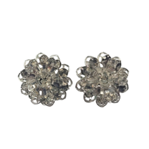 Sarah Coventry Symphony Clear Rhinestone Clip On Earrings Silver tone Vi... - £10.30 GBP