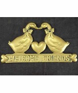Vintage UPPER DECK 1989 SOLID BRASS DOOR WELCOME FRIENDS PLAQUE 2 GEESE ... - $20.70 CAD