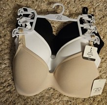 René Rofé Bras Wire-Free Lightly Padded Set Of 3 Size 34C Black, Tan, White New - £17.54 GBP