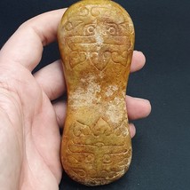 Antique Chinese Song Dynasty Calligraphy Stone carved yellow Jade Stone - $77.60