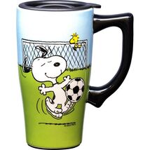Snoopy Woodstock 12353 Soccer Ceramic Coffee Tea Travel Mug Cup 18 oz 6.... - $24.75