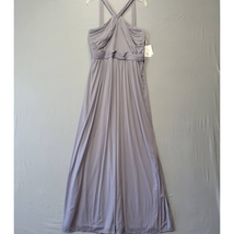 David Dress Women Size 14 Gray Maxi Formal Glam Sleeveless Gown Gray Chic Y-Neck - £33.12 GBP