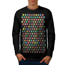 Wellcoda Marijuana Blunt Leaf Mens Long Sleeve T-shirt, Rainbow Graphic Design - £17.90 GBP