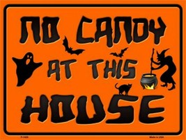 No Candy At This House Halloween Humor Metal Sign 9&quot; x 12&quot; Wall Decor - DS - £18.92 GBP