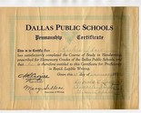 1932 Dallas Public Schools Penmanship Certificate - $17.82