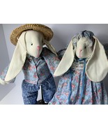 1966 Hand Made Stuffed Bunny Rabbit Dolls Primitive one-of-a-kind Folk A... - $1,187.17 MXN