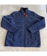 32 Heat Boys Navy Blue Black Thick Fleece Jacket Neon Orange Zipper Pull... - $17.15