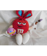 M M&#39;s Red Easter Bunny holding Carrot Plush toy  11 Inches Tall 2006 - £7.85 GBP