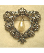 Avon VICTORIAN Style BROOCH PIN FLORAL TEXTURED Faux MARCASITE Beautiful... - £22.30 GBP