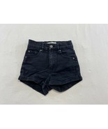 Garage Women&#39;s Black Jean Cuffed Shorts Size 00 Stretch Mid Rise Cotton ... - £6.97 GBP