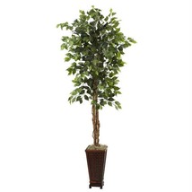 Nearly Natural 5925 6.5’ Ficus with Decorative Planter - £138.96 GBP