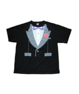 Vintage Tuxedo Tee T-Shirt Printed Carnation 2 Red Buttons Purple Collar... - $165.07 MXN