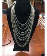 Gold And Silver Tone 9 Strand Taper Necklace Vintage Estate ≈ 30” - $377.67 MXN