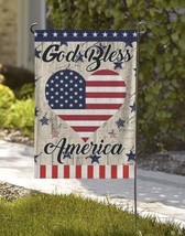 Patriotic God Bless America Heart Double Sided Garden Flag ~ 12&quot; x 18&quot; ~... - £9.69 GBP