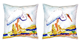Pair of Betsy Drake Betsy’s Egret No Cord Pillows 18 Inch X 18 Inch - £63.31 GBP